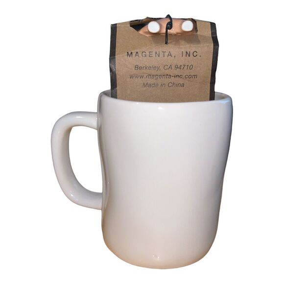 Rae Dunn OINK  Mug with PIG Charm sits On Cup Edge Farmhouse Collection NWT - Picture 4 of 5